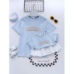 海邊度假連衣裙親子裝母女款高級感夏季一家三口四口母子炸街裙子