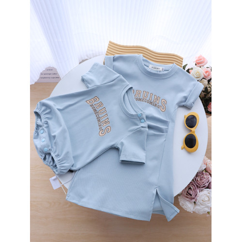 海邊度假連衣裙親子裝母女款高級感夏季一家三口四口母子炸街裙子 海邊度假連衣裙親子裝母女款高級感夏季一家三口四口母子炸街裙子