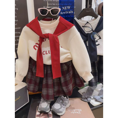 女童三件套秋季親子裝韓版英倫學院風衛衣格子裙套裝洋氣潮中大童 女童三件套秋季親子裝韓版英倫學院風衛衣格子裙套裝洋氣潮中大童