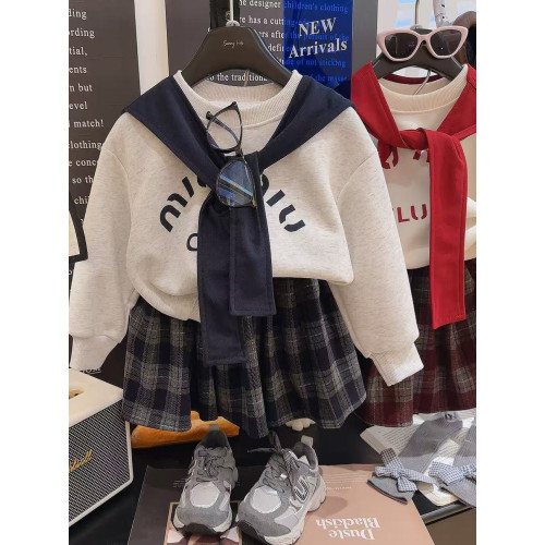 女童三件套秋季親子裝韓版英倫學院風衛衣格子裙套裝洋氣潮中大童 女童三件套秋季親子裝韓版英倫學院風衛衣格子裙套裝洋氣潮中大童
