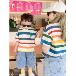 今年流行的親子裝多巴胺潮流韓範大碼寬松T恤親子裝母子母女時尚