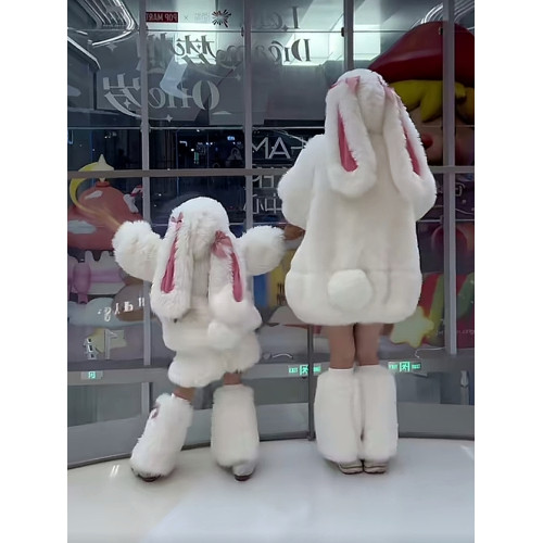 可愛毛絨小兔嘰加絨加厚兔子套裝可愛外衣親子裝毛毛母女裝兒童 可愛毛絨小兔嘰加絨加厚兔子套裝可愛外衣親子裝毛毛母女裝兒童