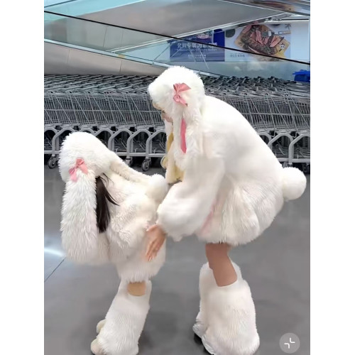 可愛毛絨小兔嘰加絨加厚兔子套裝可愛外衣親子裝毛毛母女裝兒童 可愛毛絨小兔嘰加絨加厚兔子套裝可愛外衣親子裝毛毛母女裝兒童