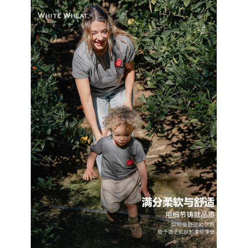 whitewheat兒童2025夏季新款純棉母子印花短袖t恤寶寶親子裝母女 whitewheat兒童2025夏季新款純棉母子印花短袖t恤寶寶親子裝母女