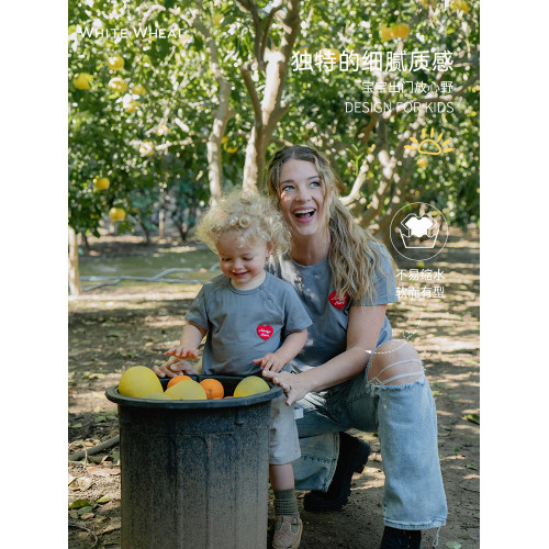 whitewheat兒童2025夏季新款純棉母子印花短袖t恤寶寶親子裝母女 whitewheat兒童2025夏季新款純棉母子印花短袖t恤寶寶親子裝母女