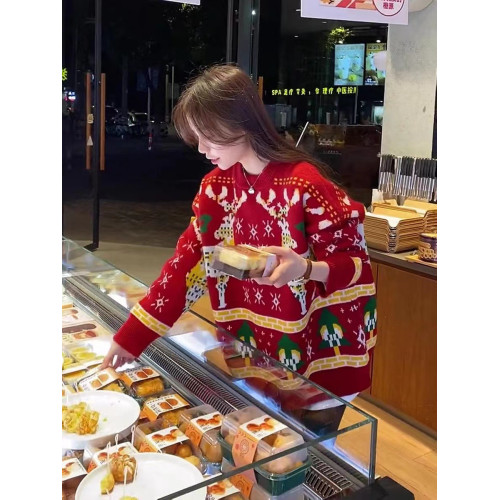 聖誕節親子裝秋冬季紅色毛衣2023新款一家三四口母女針織衫外套 聖誕節親子裝秋冬季紅色毛衣2023新款一家三四口母女針織衫外套