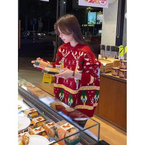 聖誕節親子裝秋冬季紅色毛衣2023新款一家三四口母女針織衫外套 聖誕節親子裝秋冬季紅色毛衣2023新款一家三四口母女針織衫外套