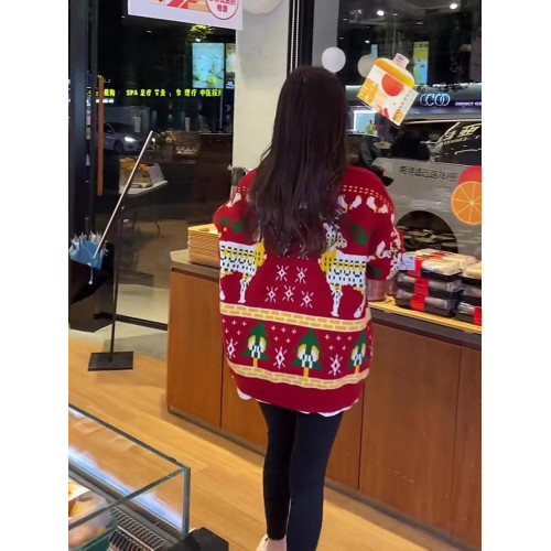 聖誕節親子裝秋冬季紅色毛衣2023新款一家三四口母女針織衫外套 聖誕節親子裝秋冬季紅色毛衣2023新款一家三四口母女針織衫外套