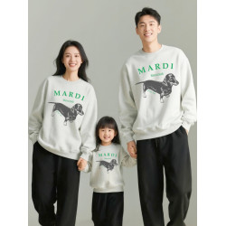 MARDI ERSHEO韓國經典臘腸狗親子裝衛衣一家三四口秋冬母子母女裝