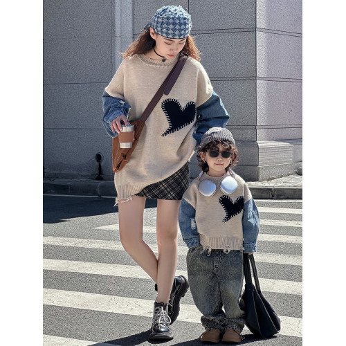 不一樣的親子裝一家三口高級感全家母子秋季時尚洋氣拼接毛衣衛衣 不一樣的親子裝一家三口高級感全家母子秋季時尚洋氣拼接毛衣衛衣