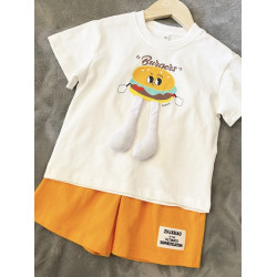 小月齡親子裝一家三口夏季漢堡短袖t恤炸街高級嬰兒母子母女款潮