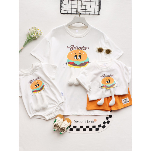 小月齡親子裝一家三口夏季漢堡短袖t恤炸街高級嬰兒母子母女款潮 小月齡親子裝一家三口夏季漢堡短袖t恤炸街高級嬰兒母子母女款潮