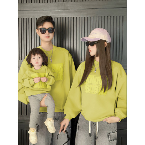 親子裝一家三口長袖衛衣2025新款秋冬季母子母女高級感四口全家裝 親子裝一家三口長袖衛衣2025新款秋冬季母子母女高級感四口全家裝