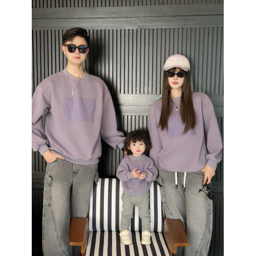 親子裝一家三口長袖衛衣2025新款秋冬季母子母女高級感四口全家裝 親子裝一家三口長袖衛衣2025新款秋冬季母子母女高級感四口全家裝