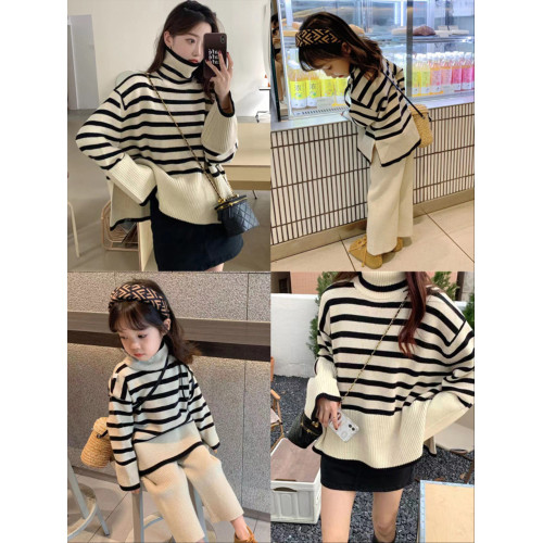 網紅親子裝毛衣春秋裝一家三口四口大碼條紋母子母女裝針織衫冬裝 網紅親子裝毛衣春秋裝一家三口四口大碼條紋母子母女裝針織衫冬裝