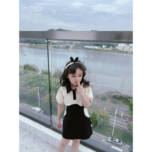 嬰兒親子裝夏一家三口母子短袖t恤母女黑白撞色拼接polo衫連衣裙 嬰兒親子裝夏一家三口母子短袖t恤母女黑白撞色拼接polo衫連衣裙