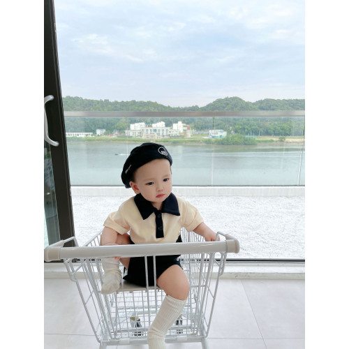 嬰兒親子裝夏一家三口母子短袖t恤母女黑白撞色拼接polo衫連衣裙 嬰兒親子裝夏一家三口母子短袖t恤母女黑白撞色拼接polo衫連衣裙