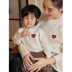 親子裝毛衣2025秋冬新款一家三口韓版復古針織衫套頭寬松款過年服