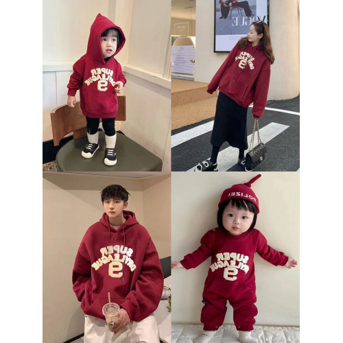 親子裝2025秋冬裝新款過年一家三四口年服衛衣兒童連帽加絨爬服 親子裝2025秋冬裝新款過年一家三四口年服衛衣兒童連帽加絨爬服