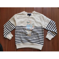 出口兒童加絨衛衣秋冬男女孩小熊套頭絨衣運動衣大童親子裝