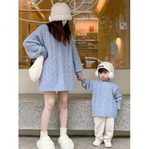 親子裝母女裝毛衣2024秋冬新款高級感套裝女童套頭針織衫打底褲 親子裝母女裝毛衣2024秋冬新款高級感套裝女童套頭針織衫打底褲