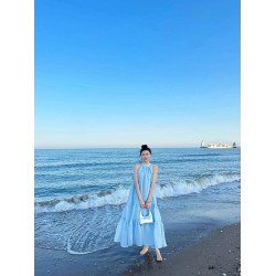 三亞海灘特別的沙灘海邊度假明星同款親子裝母女裝高級炸街連衣裙