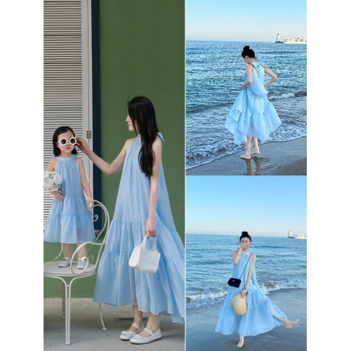 三亞海灘特別的沙灘海邊度假明星同款親子裝母女裝高級炸街連衣裙 三亞海灘特別的沙灘海邊度假明星同款親子裝母女裝高級炸街連衣裙