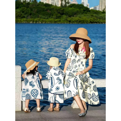 夏威夷親子裝夏裝花襯衫2025新款一家三口海邊度假母女寬松連衣裙 夏威夷親子裝夏裝花襯衫2025新款一家三口海邊度假母女寬松連衣裙