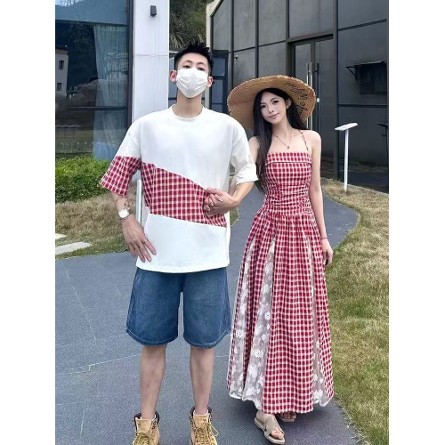 韓版夏季新款親子裝小衆藍色格子吊帶連衣裙母女收腰顯瘦一家三口 韓版夏季新款親子裝小衆藍色格子吊帶連衣裙母女收腰顯瘦一家三口