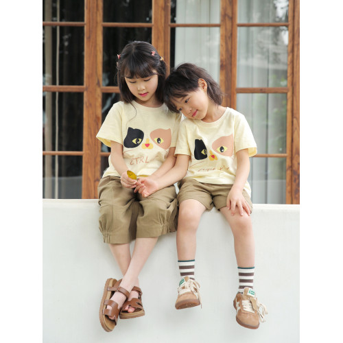 2025夏裝新款純棉寬松卡通休閒洋氣母子女一家三口四口親子裝全家