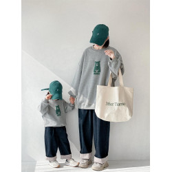 高級炸街親子裝衛衣春秋三口親子裝圓領純棉加絨衛衣母女裝母子潮