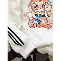 純棉一家三口親子裝圓領衛衣2025春冬款百搭寬松加厚加絨男女童潮