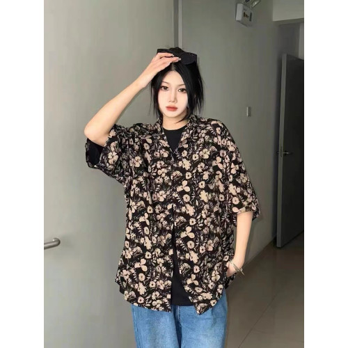 炸街親子裝夏季2025新款復古港味一家三口母子母女花襯衫痞帥襯衣 炸街親子裝夏季2025新款復古港味一家三口母子母女花襯衫痞帥襯衣