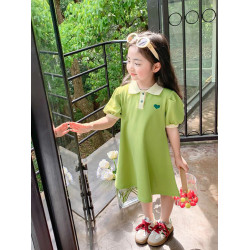 親子裝一家三口四口夏裝短袖t恤POLO衫母女連衣裙嬰兒高級全家裝