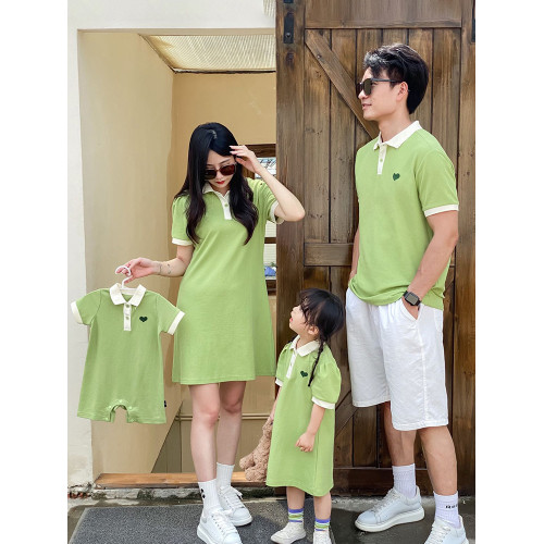 親子裝一家三口四口夏裝短袖t恤POLO衫母女連衣裙嬰兒高級全家裝 親子裝一家三口四口夏裝短袖t恤POLO衫母女連衣裙嬰兒高級全家裝