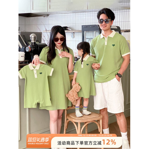 親子裝一家三口四口夏裝短袖t恤POLO衫母女連衣裙嬰兒高級全家裝 親子裝一家三口四口夏裝短袖t恤POLO衫母女連衣裙嬰兒高級全家裝