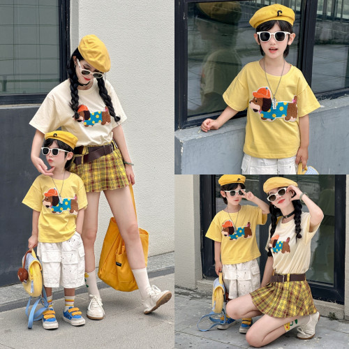 圓小柒特別的親子裝男女童短袖T恤母女母子一家三口四口多巴胺裝 圓小柒特別的親子裝男女童短袖T恤母女母子一家三口四口多巴胺裝