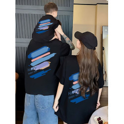 不一樣親子裝一家三口四口2025新款母女炸街純棉短袖t恤夏天季裝