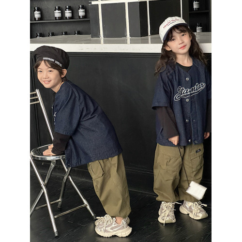 網紅親子裝秋裝一家三口長袖T恤美式復古牛仔男女童外套母子套裝 網紅親子裝秋裝一家三口長袖T恤美式復古牛仔男女童外套母子套裝