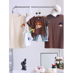 卡通親子裝T恤2025夏姐弟裝一家三四口嬰兒爬服小月齡母女母子裝