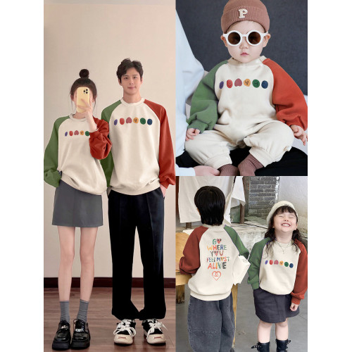 新年親子裝衛衣一家三口四口秋冬母子母女嬰兒百天周嵗童裝拜年服