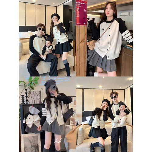 愛心親子裝秋冬裝一家三口刺綉母女毛衣開衫針織衫外套嬰兒全家裝 愛心親子裝秋冬裝一家三口刺綉母女毛衣開衫針織衫外套嬰兒全家裝