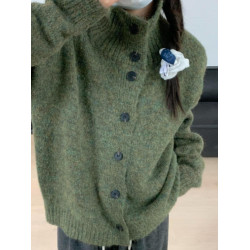 2025新款聖誕綠色毛衣外套慵懶高級感奶呼呼軟糯藝術生寬松上衣女