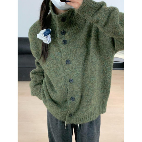 2025新款聖誕綠色毛衣外套慵懶高級感奶呼呼軟糯藝術生寬松上衣女