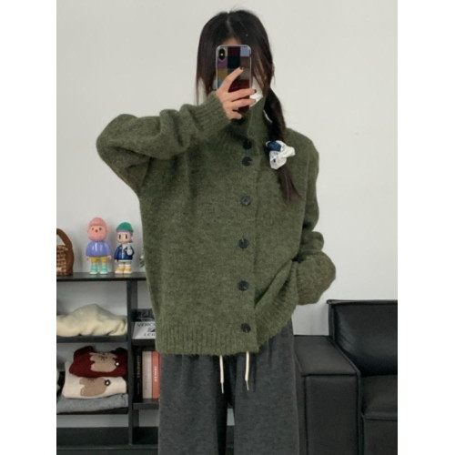 2025新款聖誕綠色毛衣外套慵懶高級感奶呼呼軟糯藝術生寬松上衣女