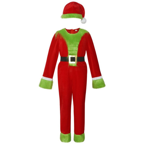聖誕節cos服聖誕綠毛怪小孩款cosplay聖誕裝扮節日表演服裝女裝 聖誕節cos服聖誕綠毛怪小孩款cosplay聖誕裝扮節日表演服裝女裝