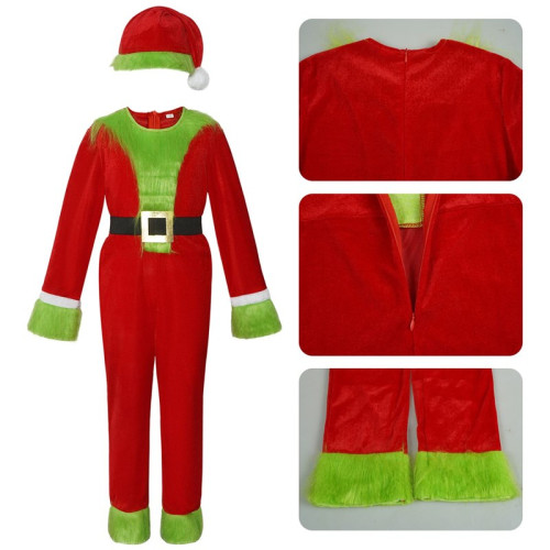 聖誕節cos服聖誕綠毛怪小孩款cosplay聖誕裝扮節日表演服裝女裝 聖誕節cos服聖誕綠毛怪小孩款cosplay聖誕裝扮節日表演服裝女裝