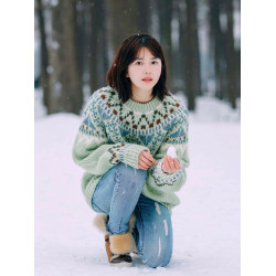 今年流行的溫柔系上衣韓系氛圍感聖誕綠色費爾島針織毛衣內搭女冬