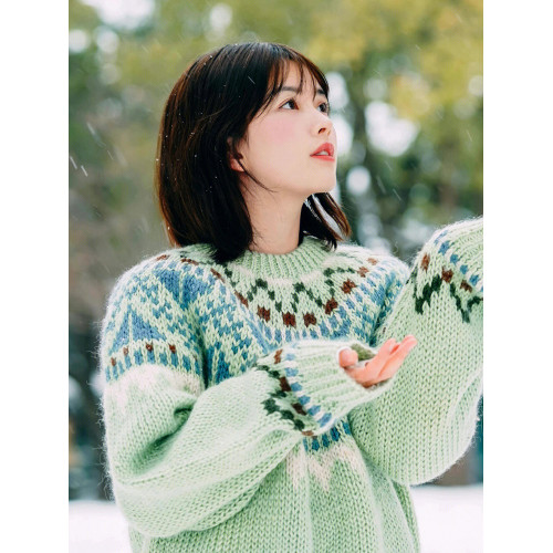 今年流行的溫柔系上衣韓系氛圍感聖誕綠色費爾島針織毛衣內搭女冬 今年流行的溫柔系上衣韓系氛圍感聖誕綠色費爾島針織毛衣內搭女冬