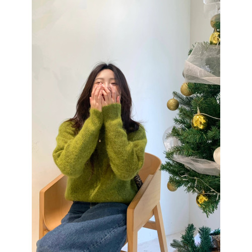 SOFTMOON 本期bi入 真馬海毛羊毛聖誕綠高質感毛衣